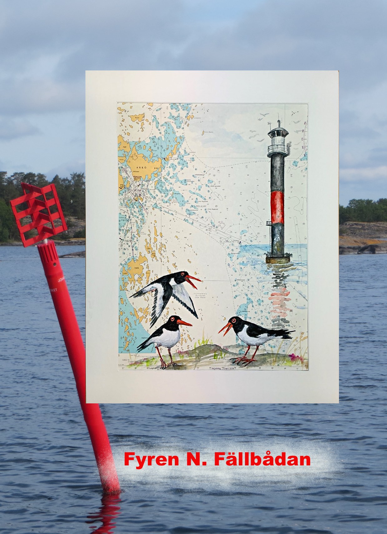 sjökortstavla, norra Fällbådans fyr
